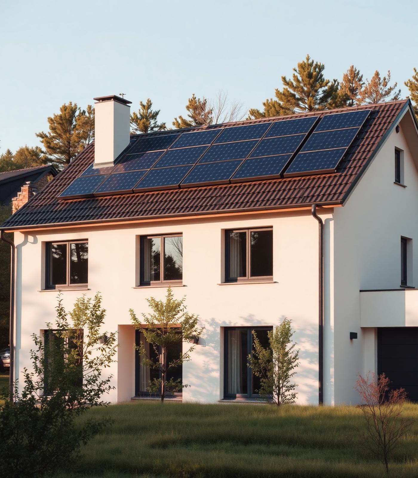 Modernes Wohnhaus mit umgesetzter Energielösung